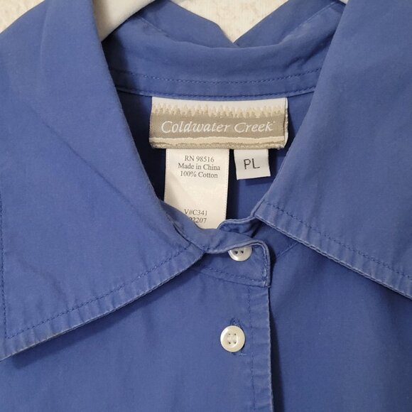 Coldwater Creek Blue Button Womens Shirt Size Petite L - Picture 4 of 14